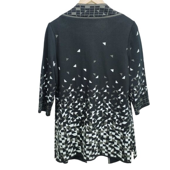 Ming Wang Top Button Cardigan Women's Size S Black Gray Triangle - Picture 2 of 10